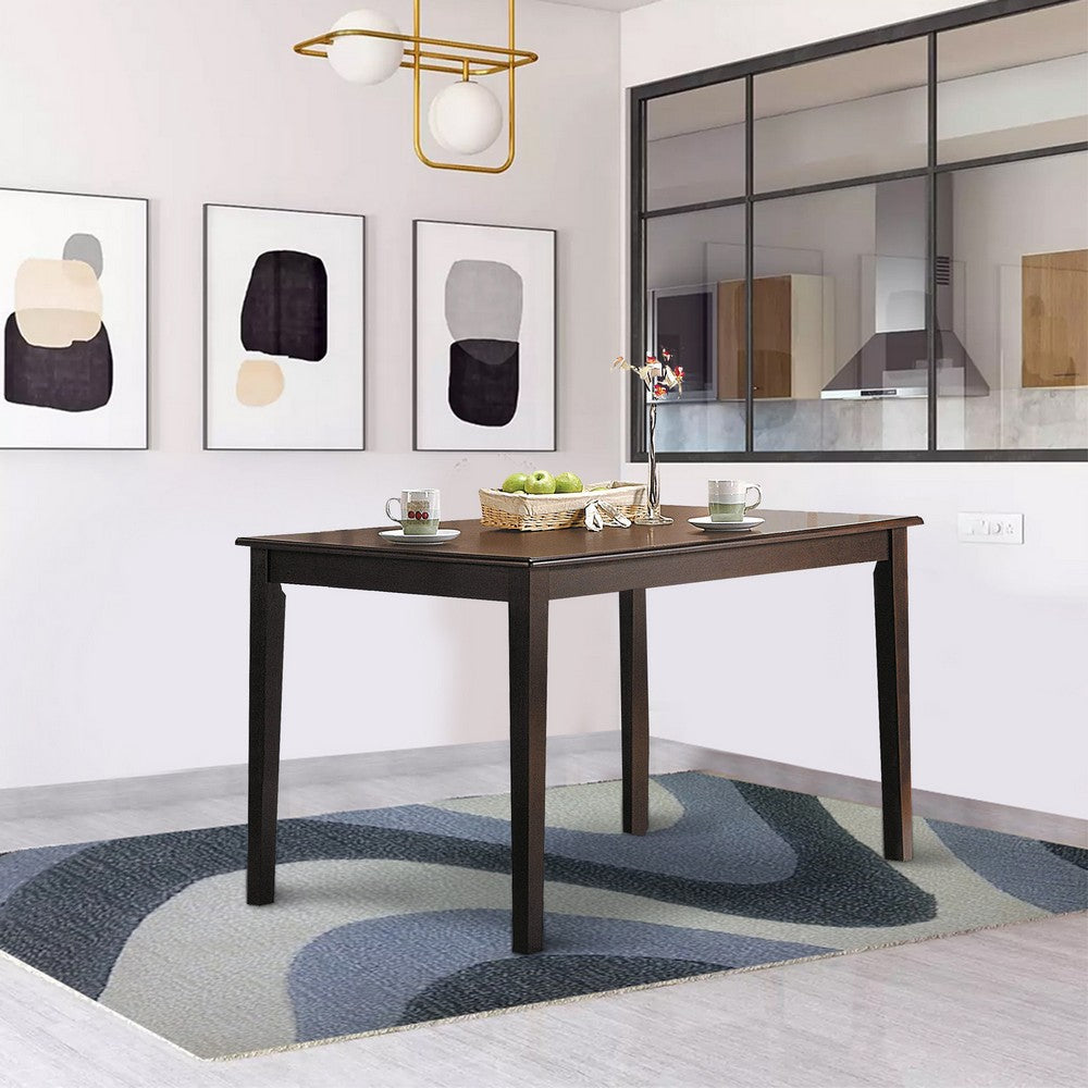 Wooden Dining Table With Tapered Legs, Espresso Brown - AMF-06850