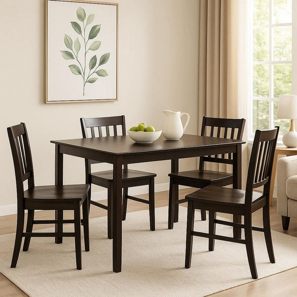 Wooden Dining Table With Tapered Legs, Espresso Brown - AMF-06850