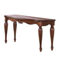 BM185844 Wooden Sofa Table with Carved Details, Cherry Brown