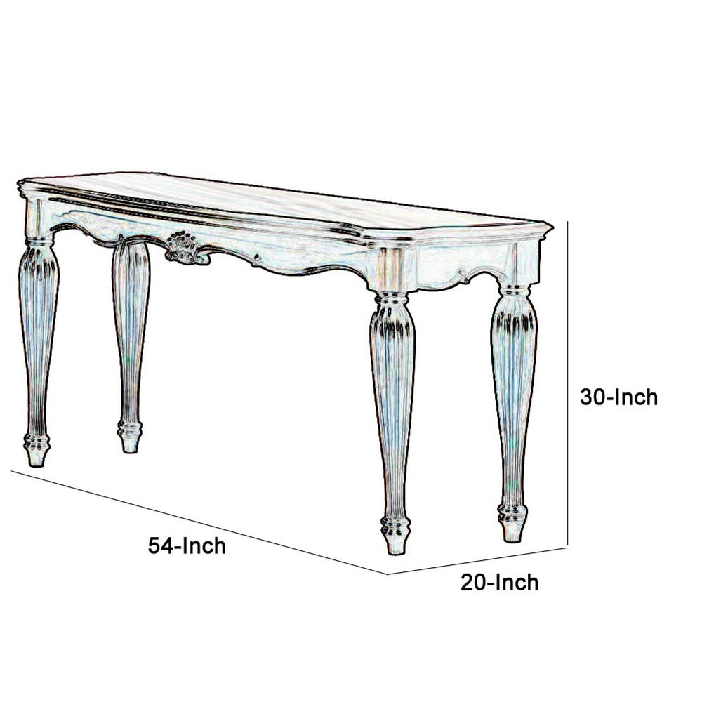 BM185844 Wooden Sofa Table with Carved Details, Cherry Brown