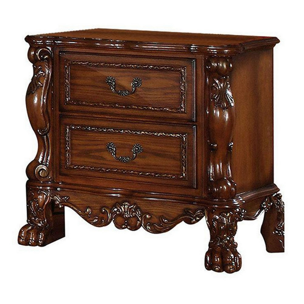 Wooden Night Stand with Two Drawer In Traditional Style, Brown  - BM177844