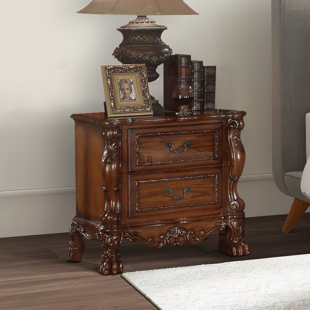 Wooden Night Stand with Two Drawer In Traditional Style, Brown  - BM177844