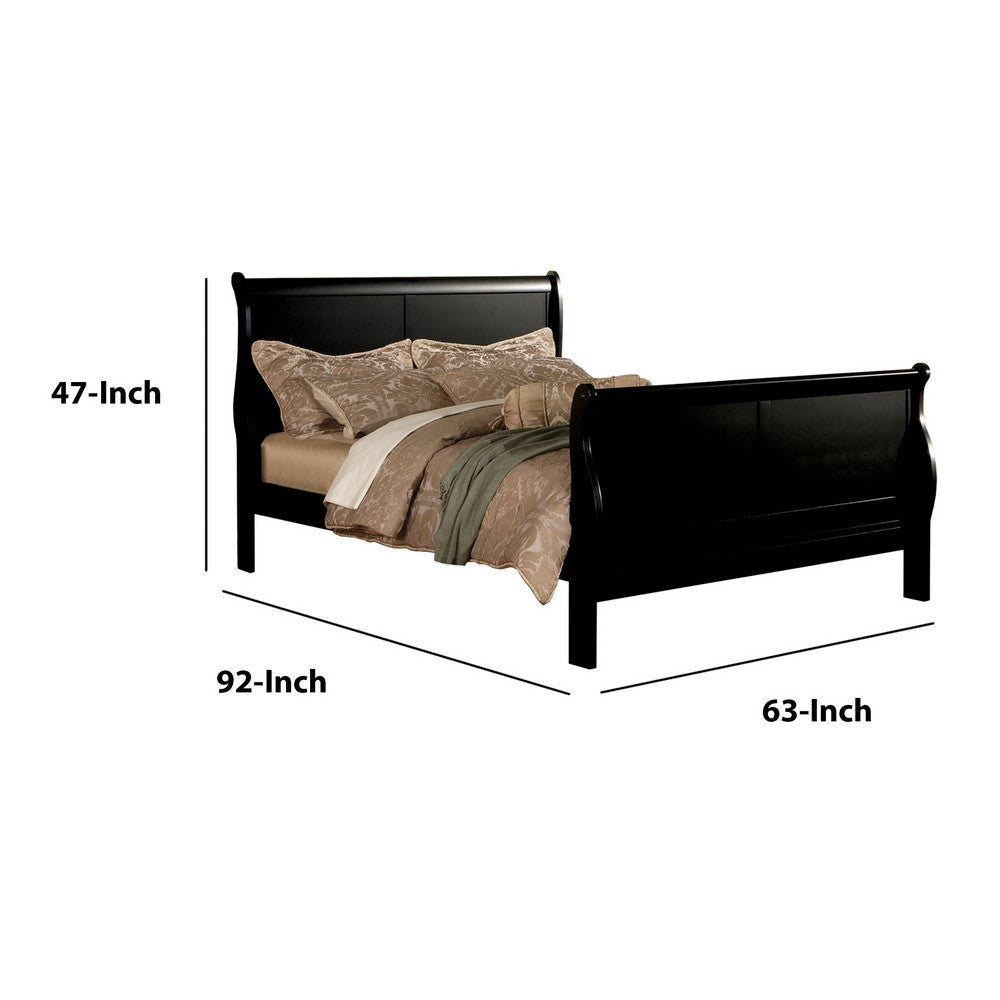 Louis Philippe III Queen Bed, Black - AMF-19500Q