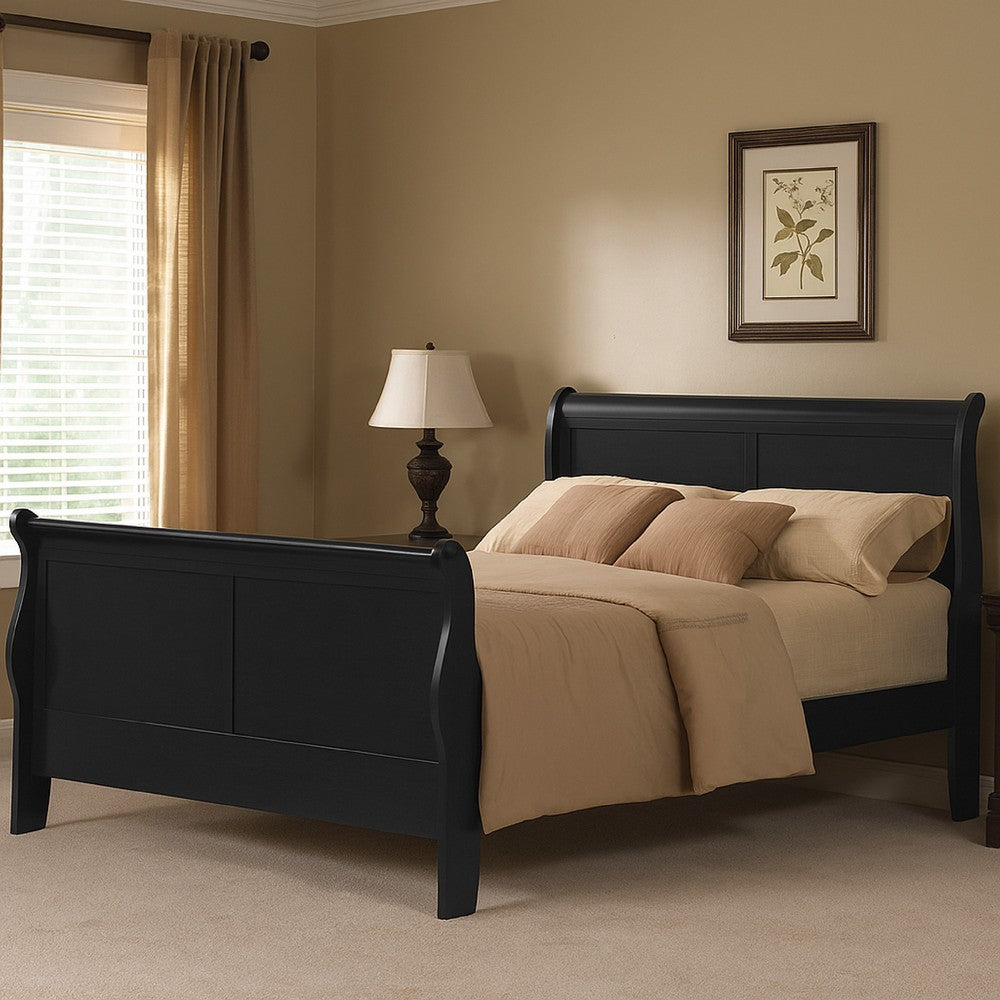 Louis Philippe III Queen Bed, Black - AMF-19500Q