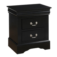 Traditional 2 Drawers wood Nightstand By Louis Philippe III, Black - AMF-19503