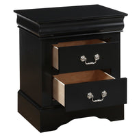 Traditional 2 Drawers wood Nightstand By Louis Philippe III, Black - AMF-19503