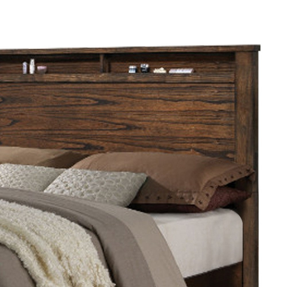 Contemporary Style Spacious Queen Bed With Storage Footboard, Brown - AMF-21680Q