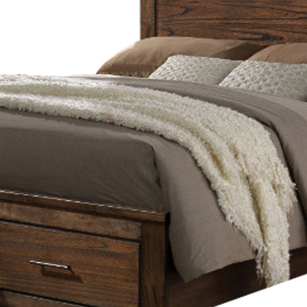 Contemporary Style Spacious Queen Bed With Storage Footboard, Brown - AMF-21680Q