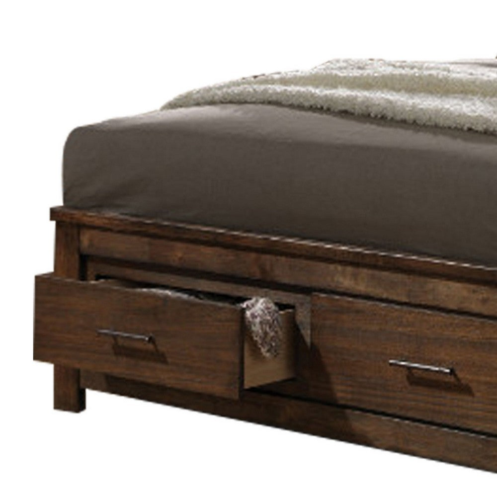 Contemporary Style Spacious Queen Bed With Storage Footboard, Brown - AMF-21680Q
