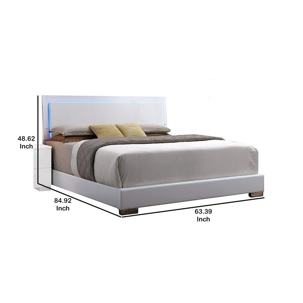 Contemporary Style Queen Size Wooden Panel Bed with Headboard, White - AMF-22640Q