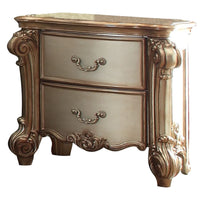Wooden Nightstand with Two Drawers, Gold And Bone White - AMF-23003
