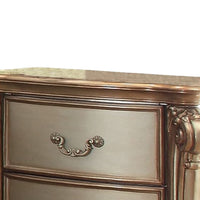 Wooden Nightstand with Two Drawers, Gold And Bone White - AMF-23003