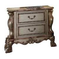Wooden Nightstand with Two Drawers, Gold & Bone White - AMF-23163