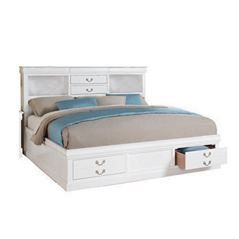 Luxurious And Stylish Queen Size Bed With Storage, White - AMF-24490Q