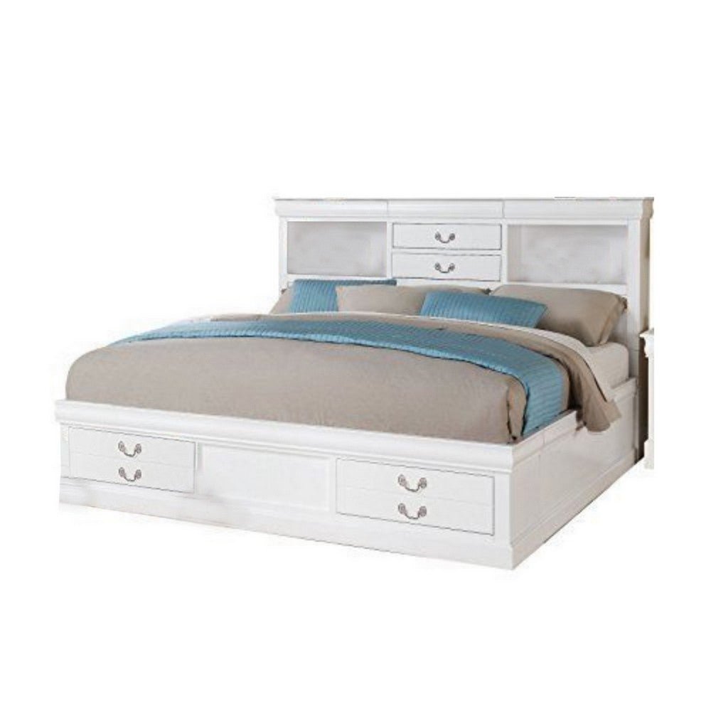 Luxurious And Stylish Queen Size Bed With Storage, White - AMF-24490Q