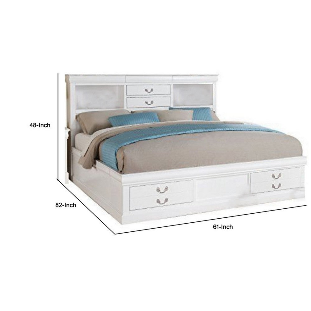 Luxurious And Stylish Queen Size Bed With Storage, White - AMF-24490Q