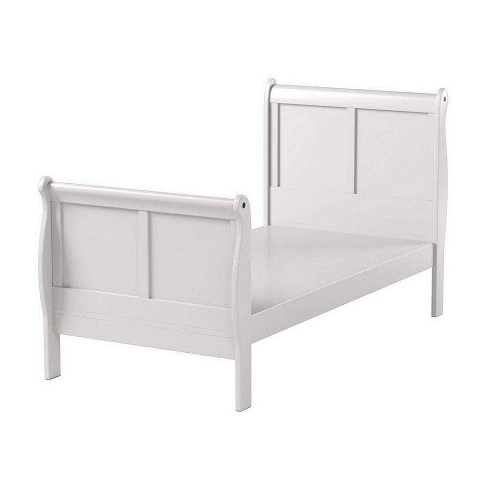 Sophisticated Contemporary Style Twin Size Sleigh Bed, White - AMF-24515T
