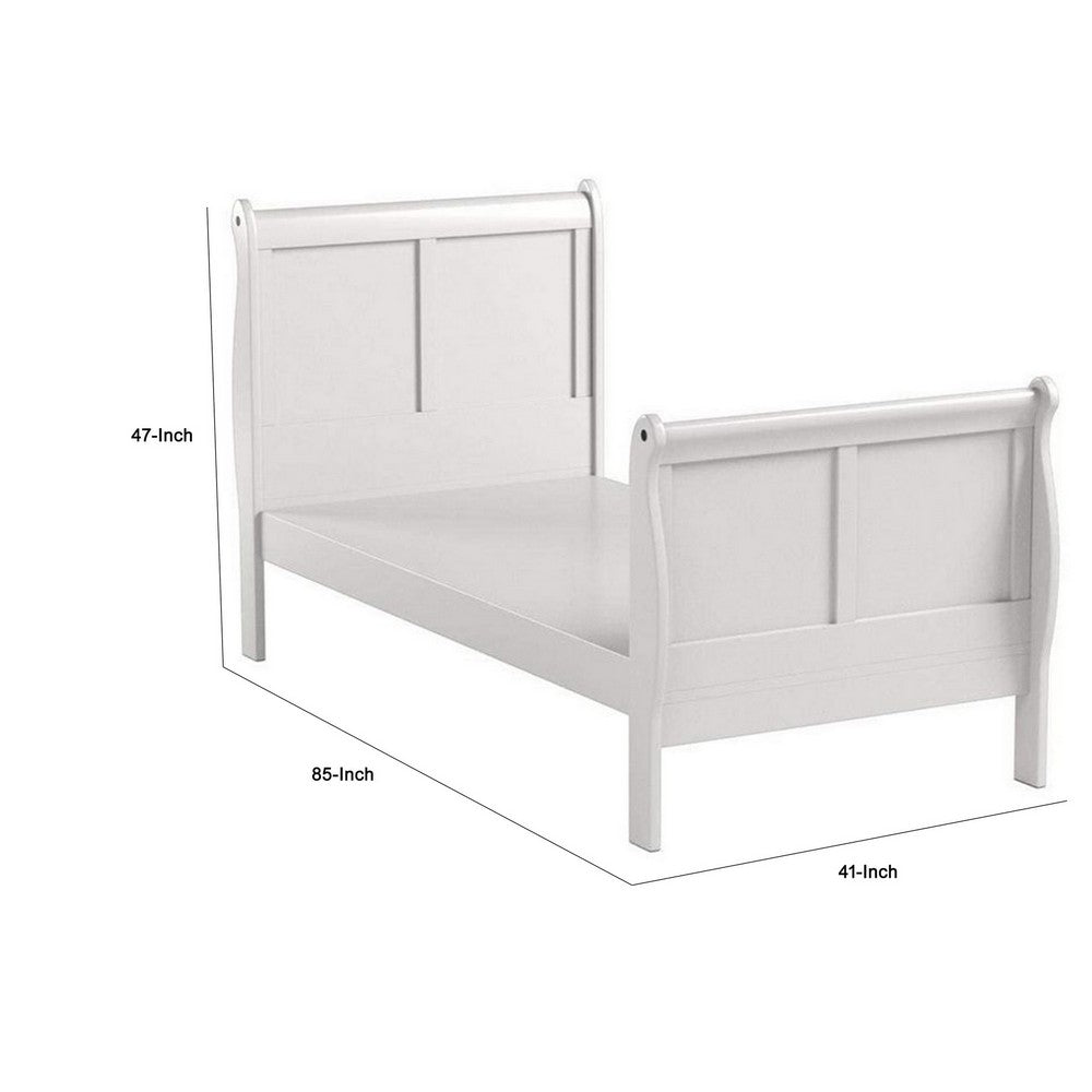 Sophisticated Contemporary Style Twin Size Sleigh Bed, White - AMF-24515T