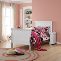 Sophisticated Contemporary Style Twin Size Sleigh Bed, White - AMF-24515T
