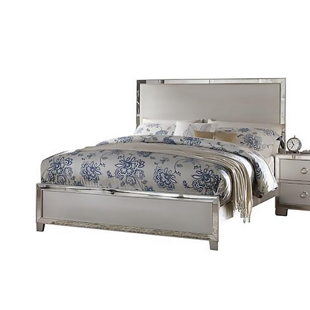 Stylish And Deluxe Queen Size Panel Bed, Silver - AMF-24840Q