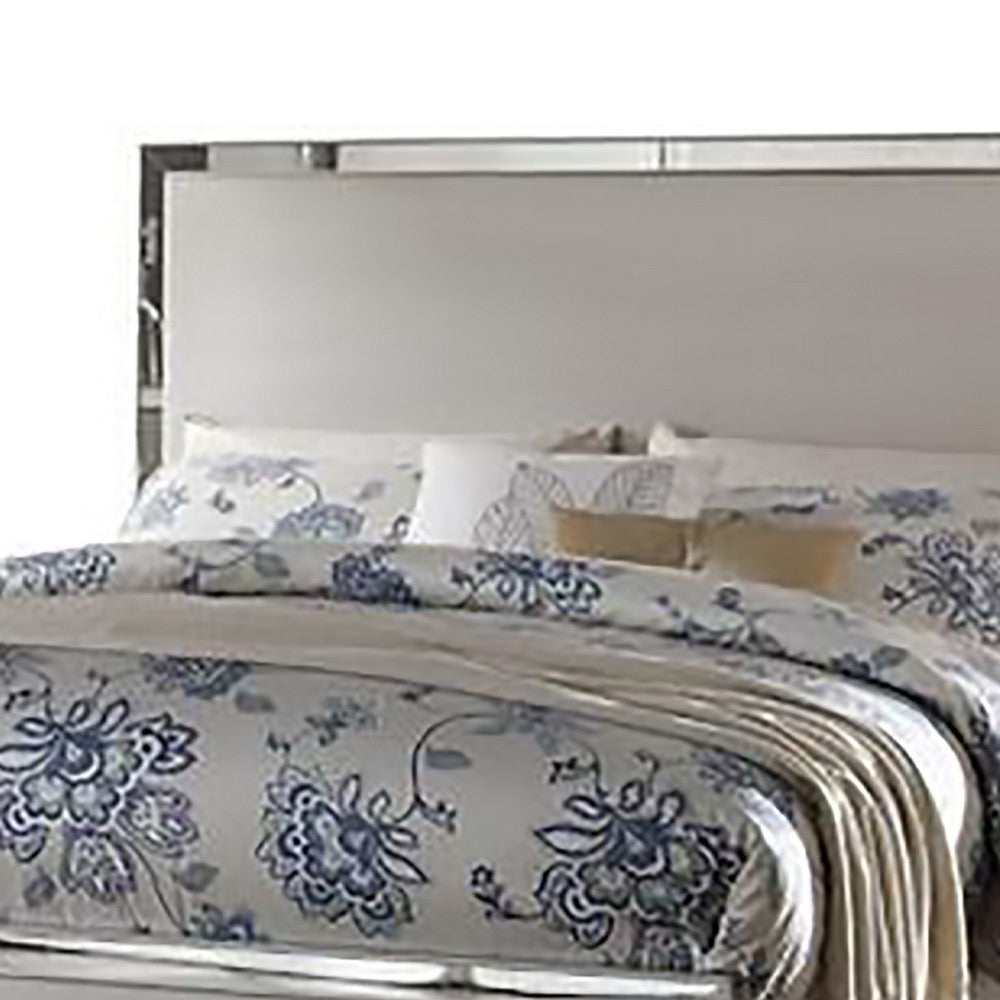 Stylish And Deluxe Queen Size Panel Bed, Silver - AMF-24840Q