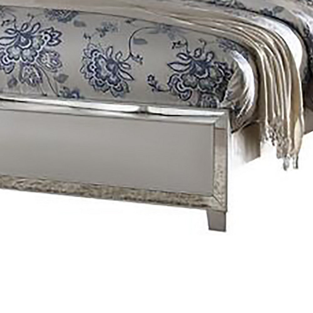 Stylish And Deluxe Queen Size Panel Bed, Silver - AMF-24840Q