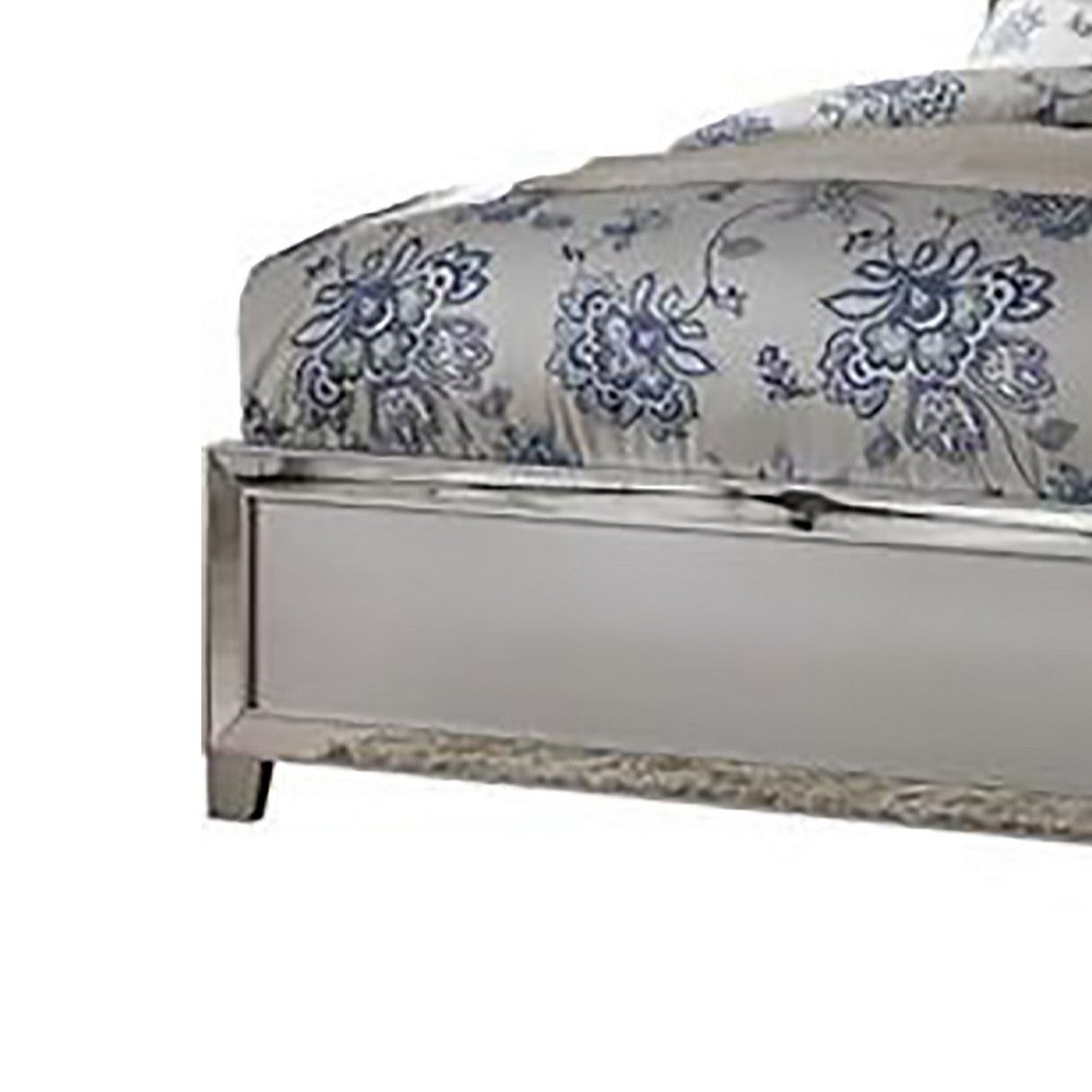 Stylish And Deluxe Queen Size Panel Bed, Silver - AMF-24840Q