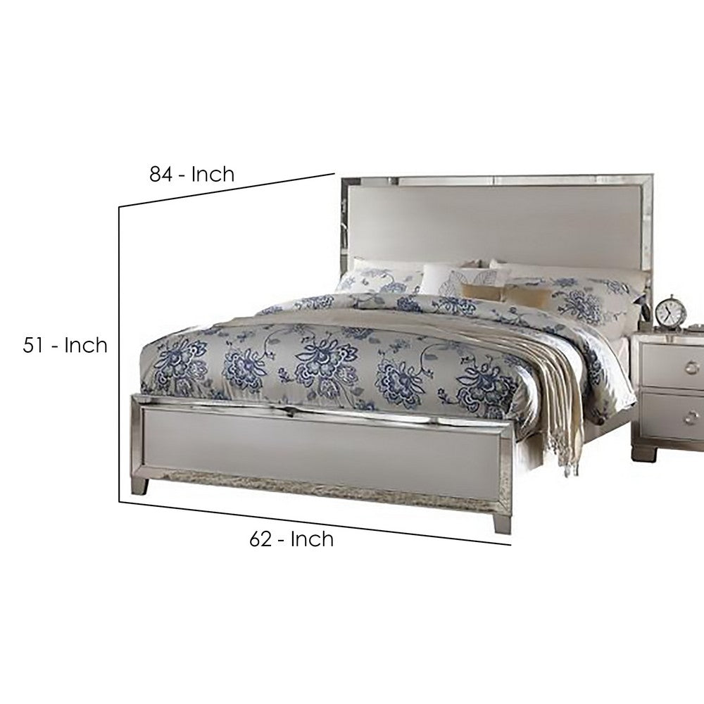Stylish And Deluxe Queen Size Panel Bed, Silver - AMF-24840Q