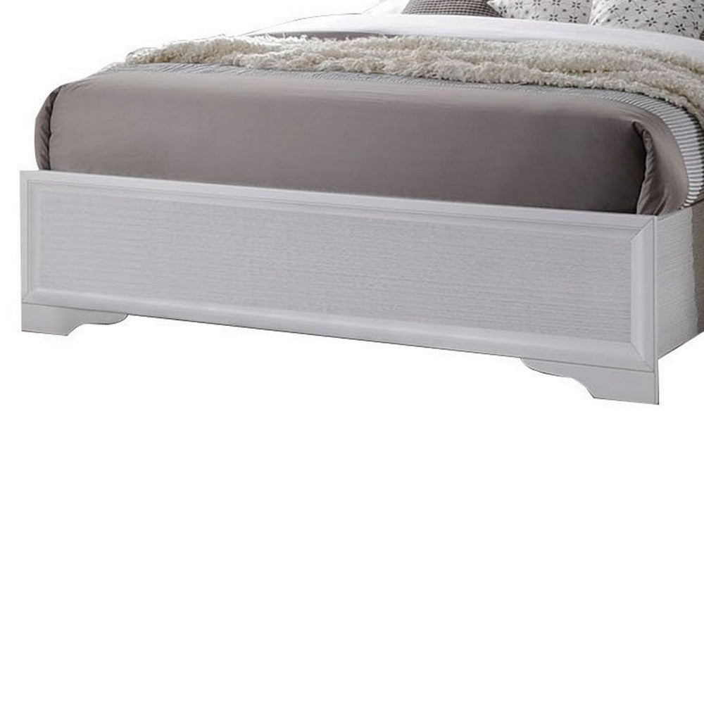 Wooden Twin Size bed with Bracket Legs and Crystal Accented Headboard, White - AMF-25760T