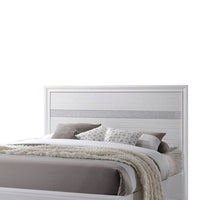 Wooden Twin Size bed with Bracket Legs and Crystal Accented Headboard, White - AMF-25760T