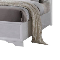 Wooden Twin Size bed with Bracket Legs and Crystal Accented Headboard, White - AMF-25760T