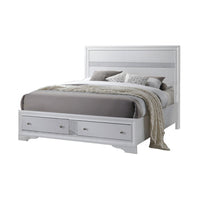 Classy Queen Size Bed With Storage, White - AMF-25770Q