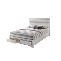 Classy Queen Size Bed With Storage, White - AMF-25770Q