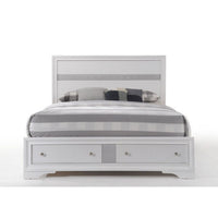 Classy Queen Size Bed With Storage, White - AMF-25770Q