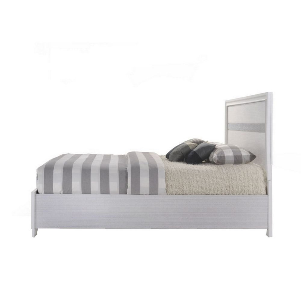 Classy Queen Size Bed With Storage, White - AMF-25770Q