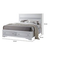 Classy Queen Size Bed With Storage, White - AMF-25770Q