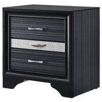 BM185438 Two Tone Wooden Nightstand With Three Drawers, Black And Silver
