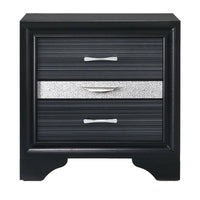 BM185438 Two Tone Wooden Nightstand With Three Drawers, Black And Silver