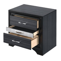 BM185438 Two Tone Wooden Nightstand With Three Drawers, Black And Silver