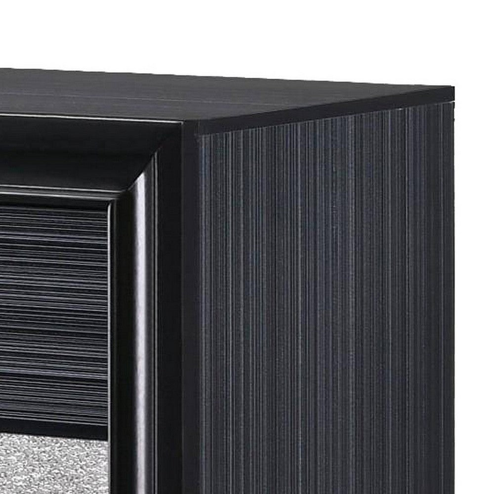 BM185438 Two Tone Wooden Nightstand With Three Drawers, Black And Silver