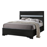 Wooden Twin Size bed with Bracket Legs and Crystal Accented Headboard, Black - AMF-25910T