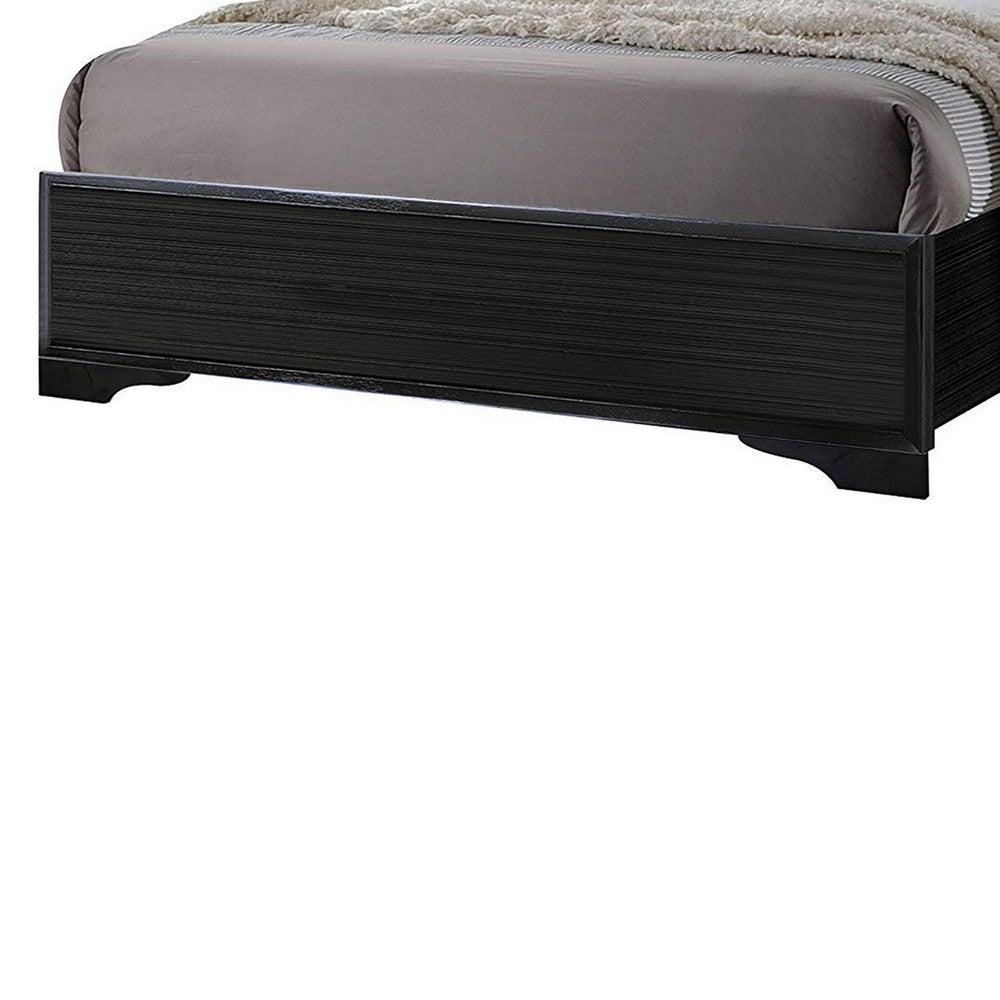 Wooden Twin Size bed with Bracket Legs and Crystal Accented Headboard, Black - AMF-25910T