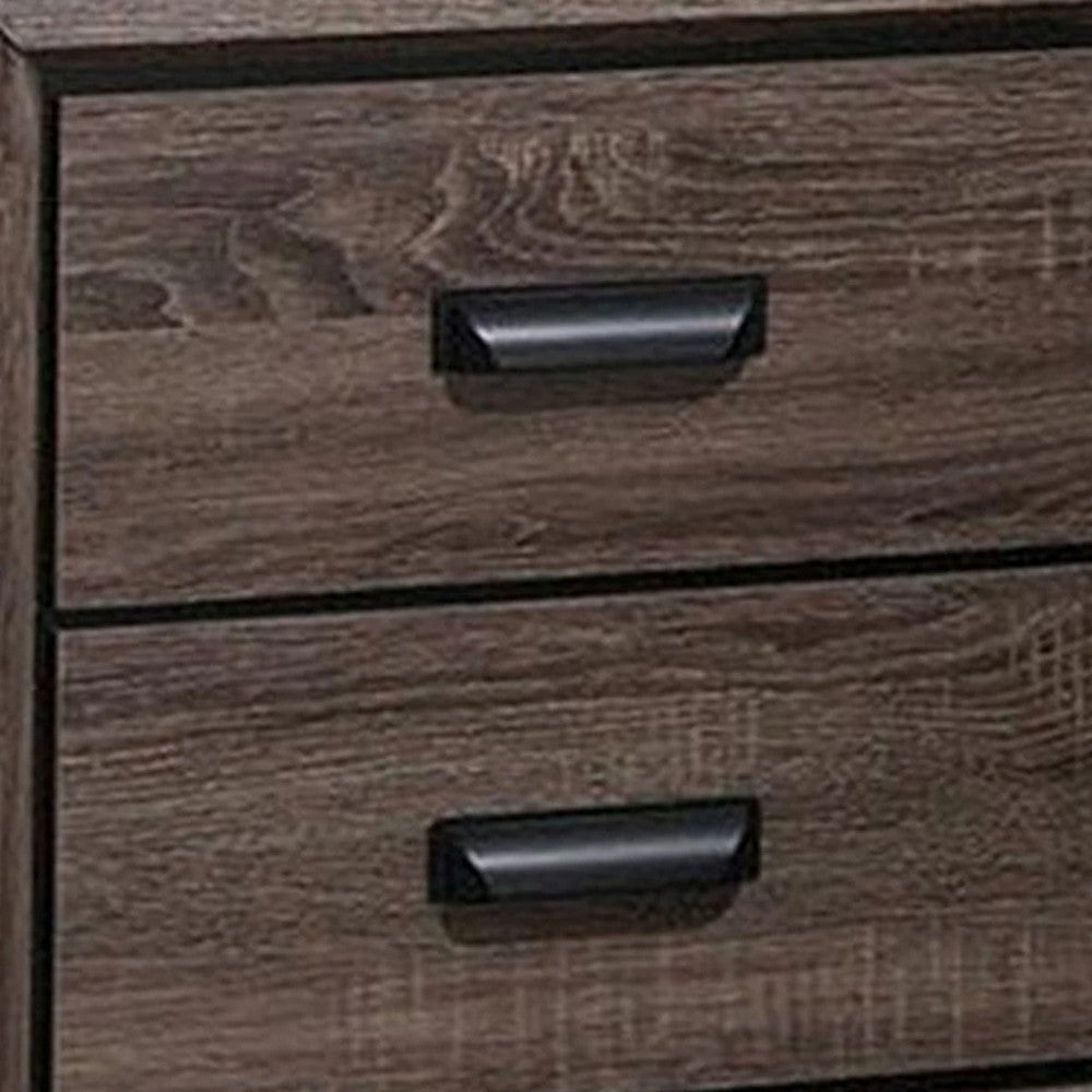 Two Drawer Nightstand With Scalloped Feet In Weathered Gray Grain Finish - AMF-26023