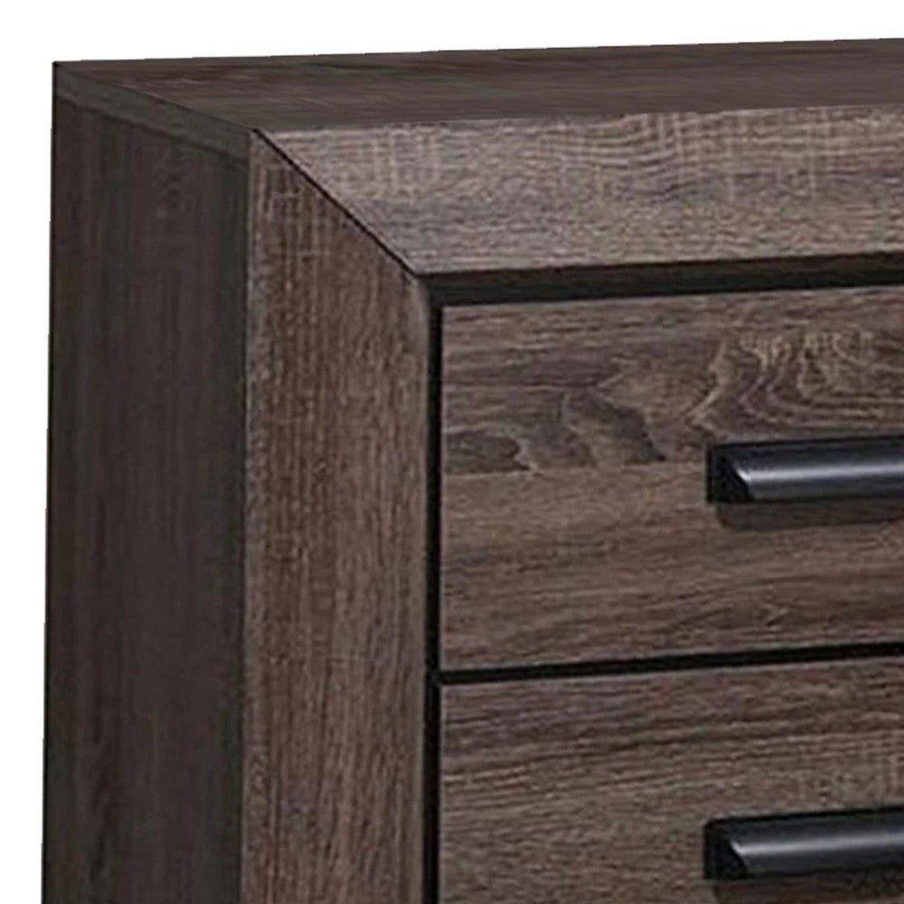 Two Drawer Nightstand With Scalloped Feet In Weathered Gray Grain Finish - AMF-26023