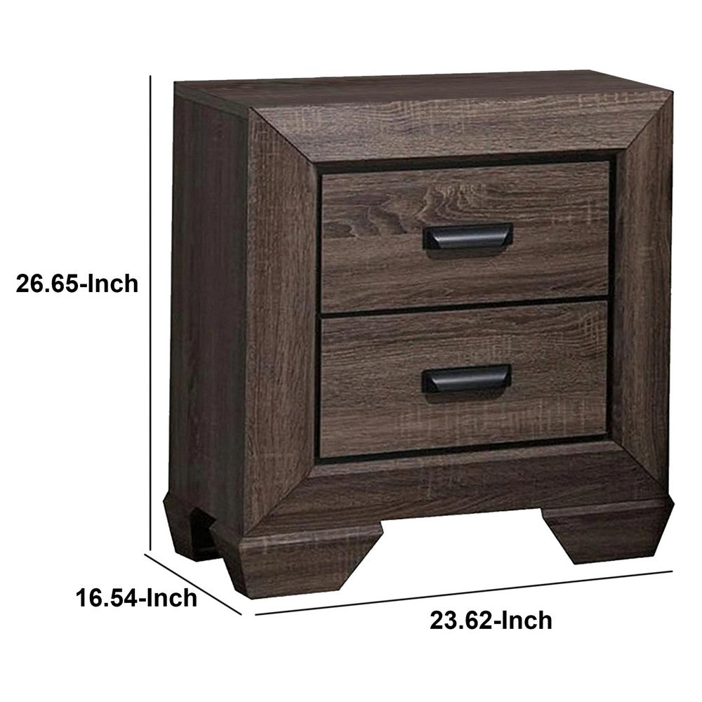 Two Drawer Nightstand With Scalloped Feet In Weathered Gray Grain Finish - AMF-26023