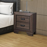 Two Drawer Nightstand With Scalloped Feet In Weathered Gray Grain Finish - AMF-26023