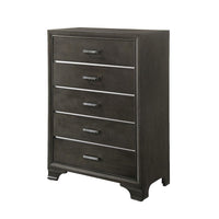 Wooden Five Drawer Chest With Bracket Legs, Gray - AMF-26266