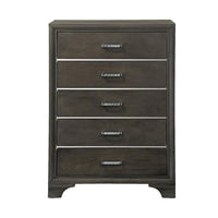 Wooden Five Drawer Chest With Bracket Legs, Gray - AMF-26266