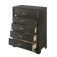 Wooden Five Drawer Chest With Bracket Legs, Gray - AMF-26266