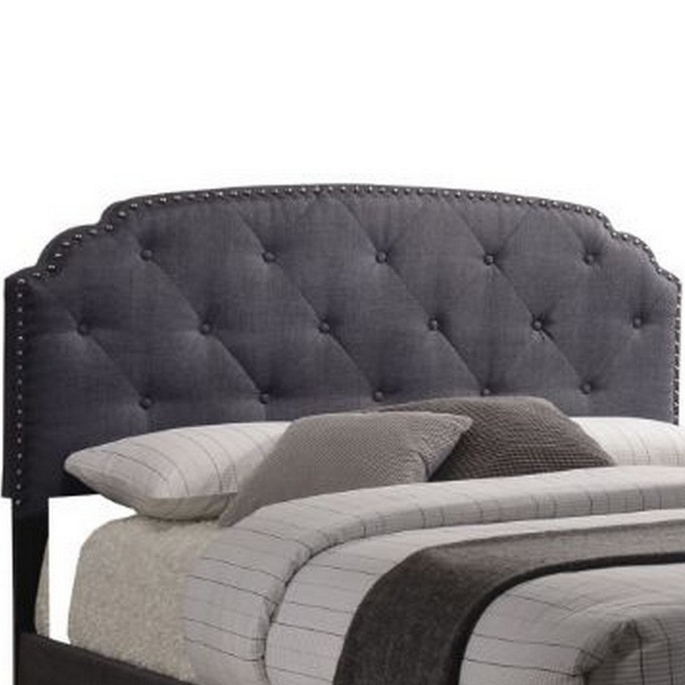 Modern Queen Bed, Gray Fabric - AMF-26370Q